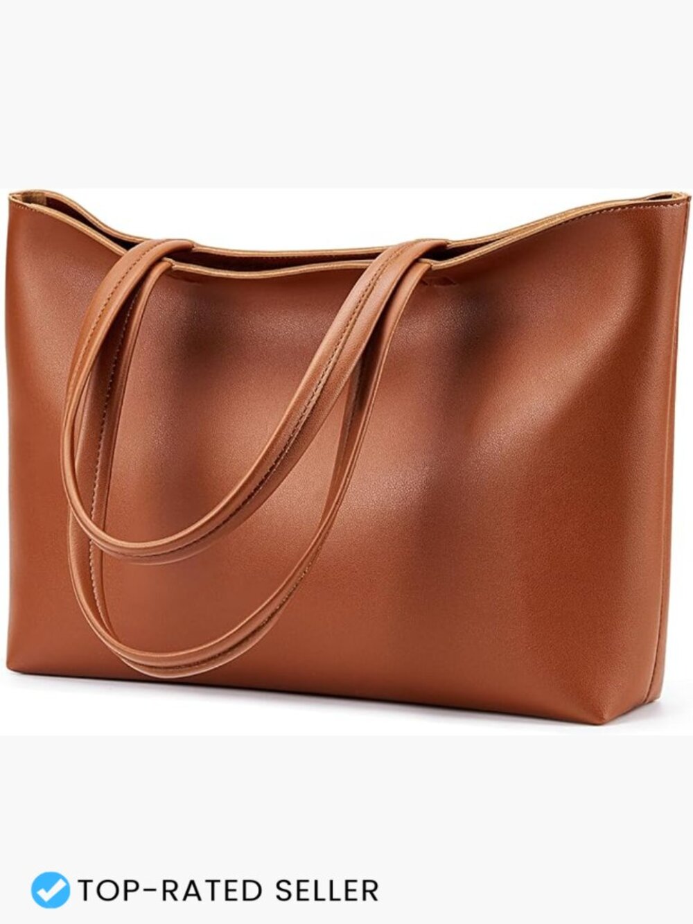 Faux Leather Tote Bag Large Satchel Shoulder Work Date Travel Zipper Purse